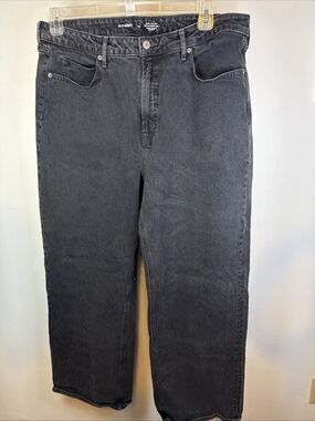 Old Navy Women's Extra High Rise Sky Hi Wide Leg Black Denim Jeans Size 16 Heavy